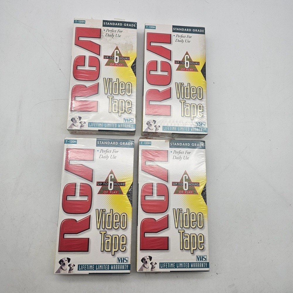 RCA VHS Videotape Cassette 4 Pack T-120H 6 Hour Standard Grade Blank Tapes